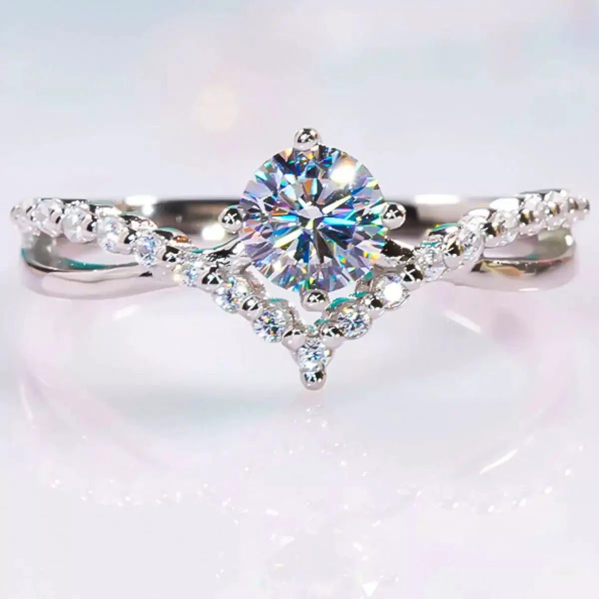 Moissanite 925 Sterling Silver Ring by Trendsi