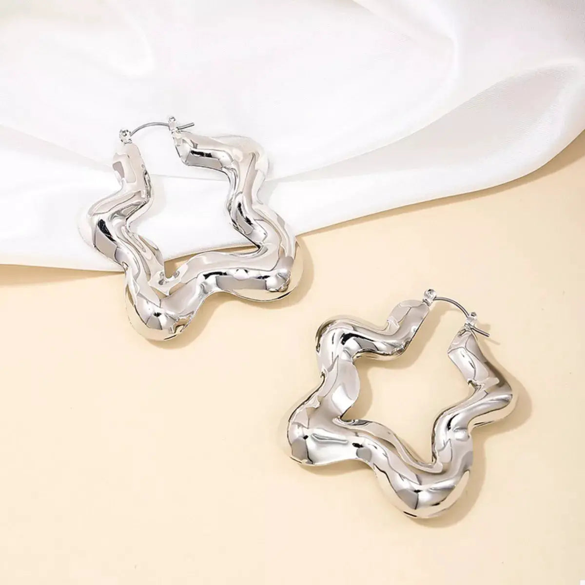 Star Shaped Hoop Earrings by Trendsi