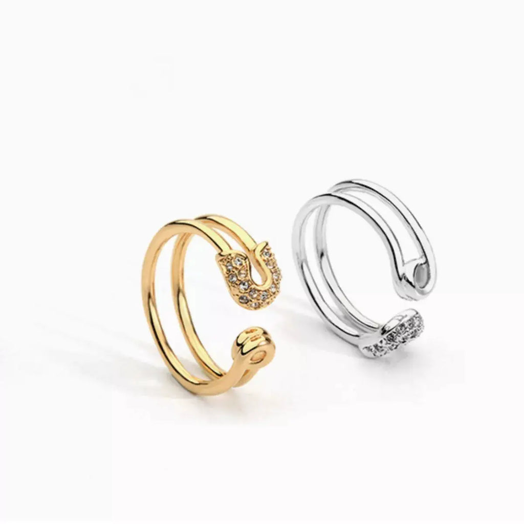 Zircon Double Band Open Ring by Trendsi