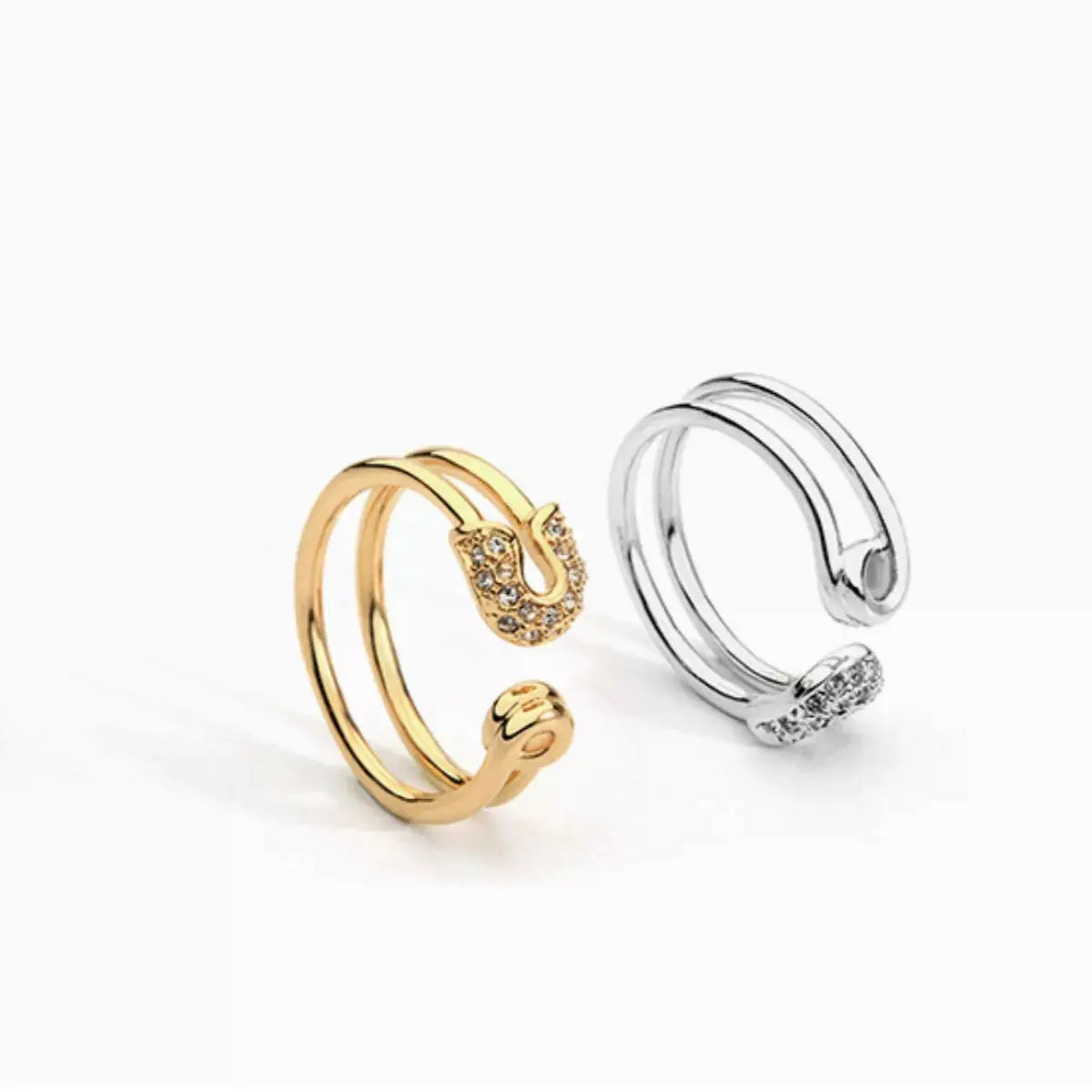 Zircon Double Band Open Ring by Trendsi