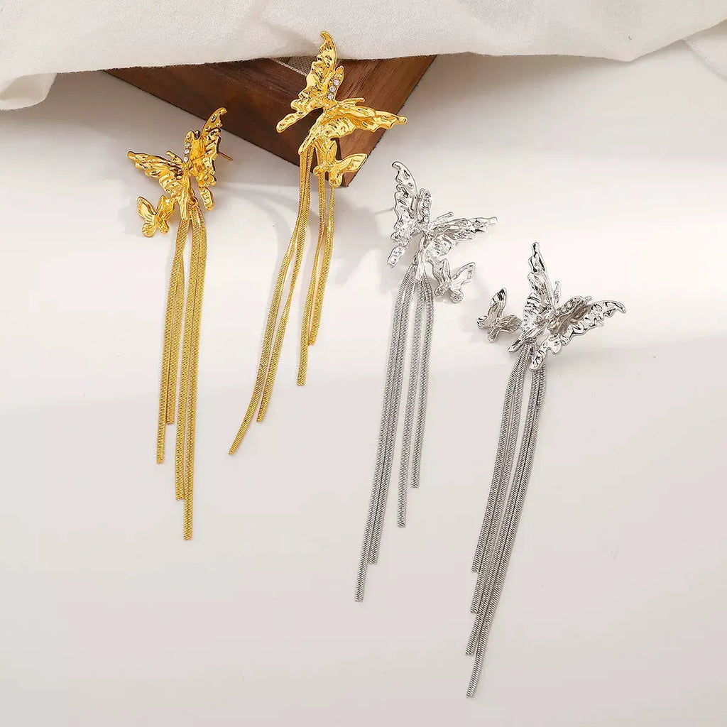 Butterfly Fringe Dangle Earrings by Trendsi