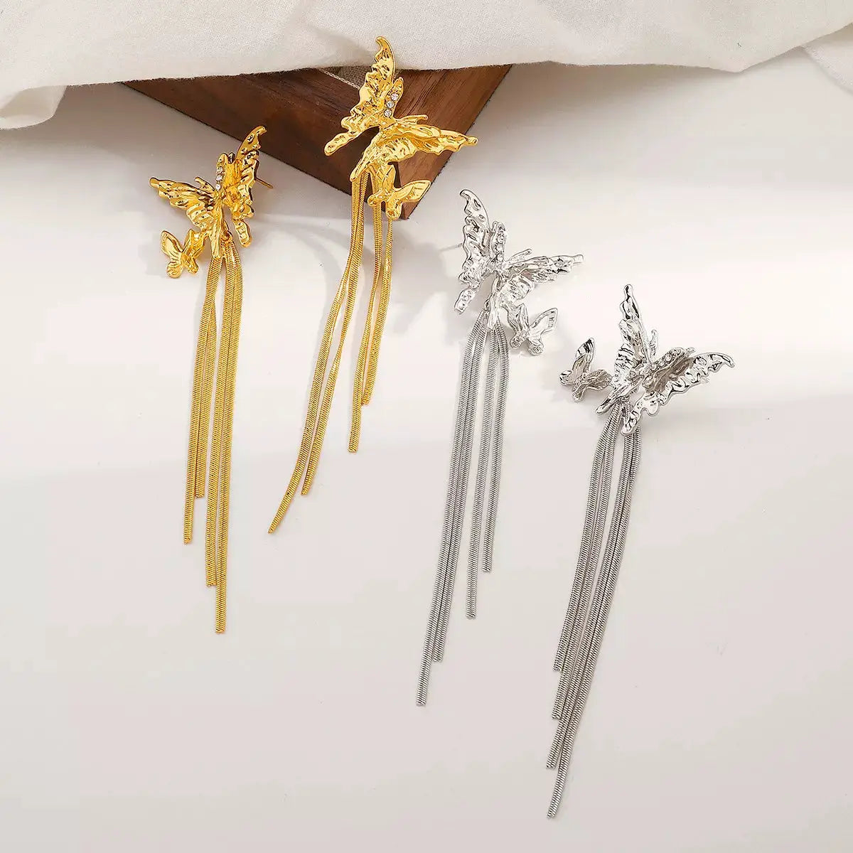 Butterfly Fringe Dangle Earrings by Trendsi