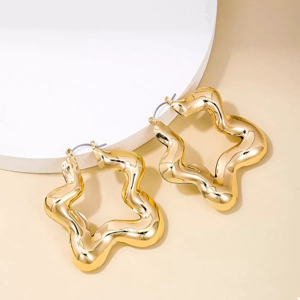 Star Shaped Hoop Earrings by Trendsi