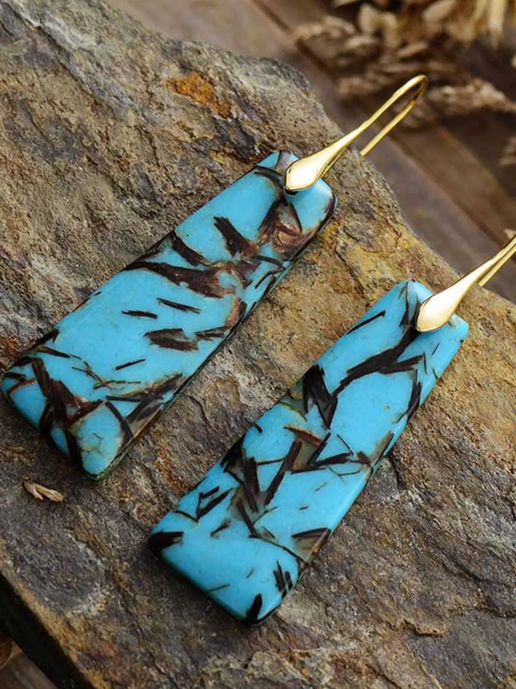 Geometrical Shape Imperial Jasper Dangle Earrings by Trendsi