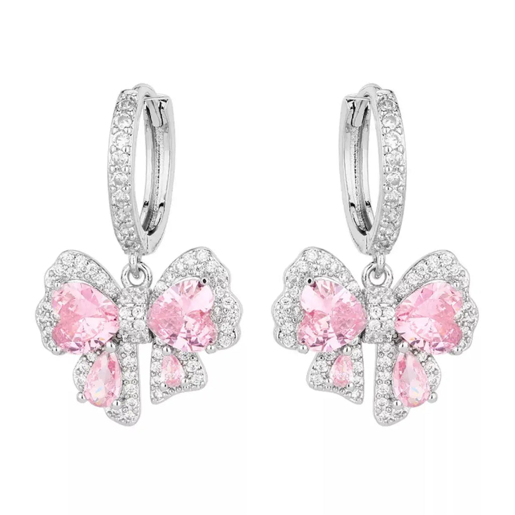 Zircon Bowknot Drop Earrings by Trendsi