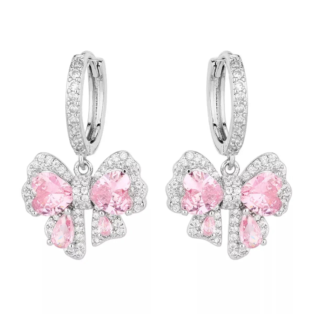 Zircon Bowknot Drop Earrings by Trendsi