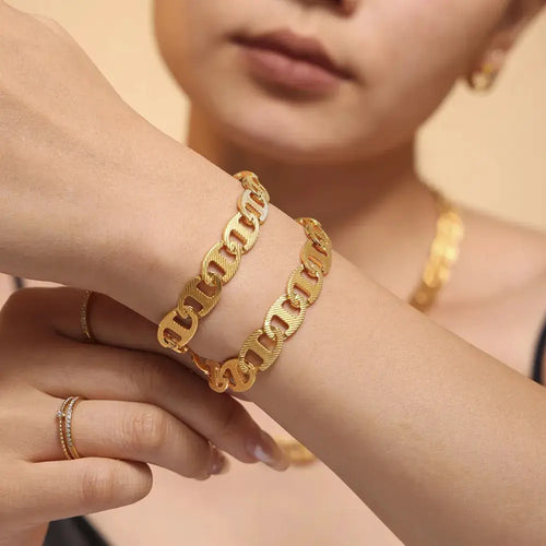 18K Gold-Plated Stainless Steel Chain Bracelet by Trendsi