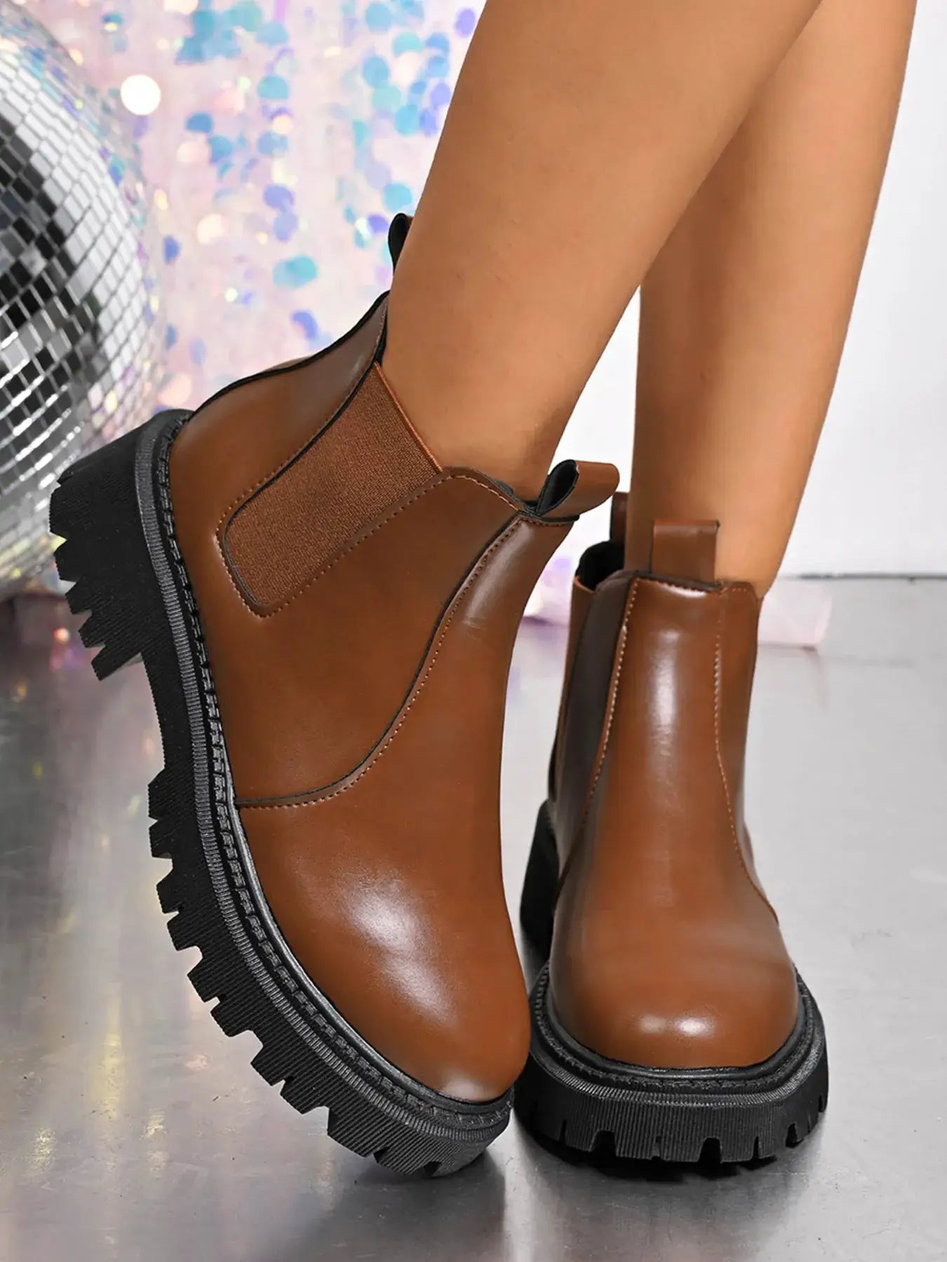 Round Toe Platform Boots by Trendsi