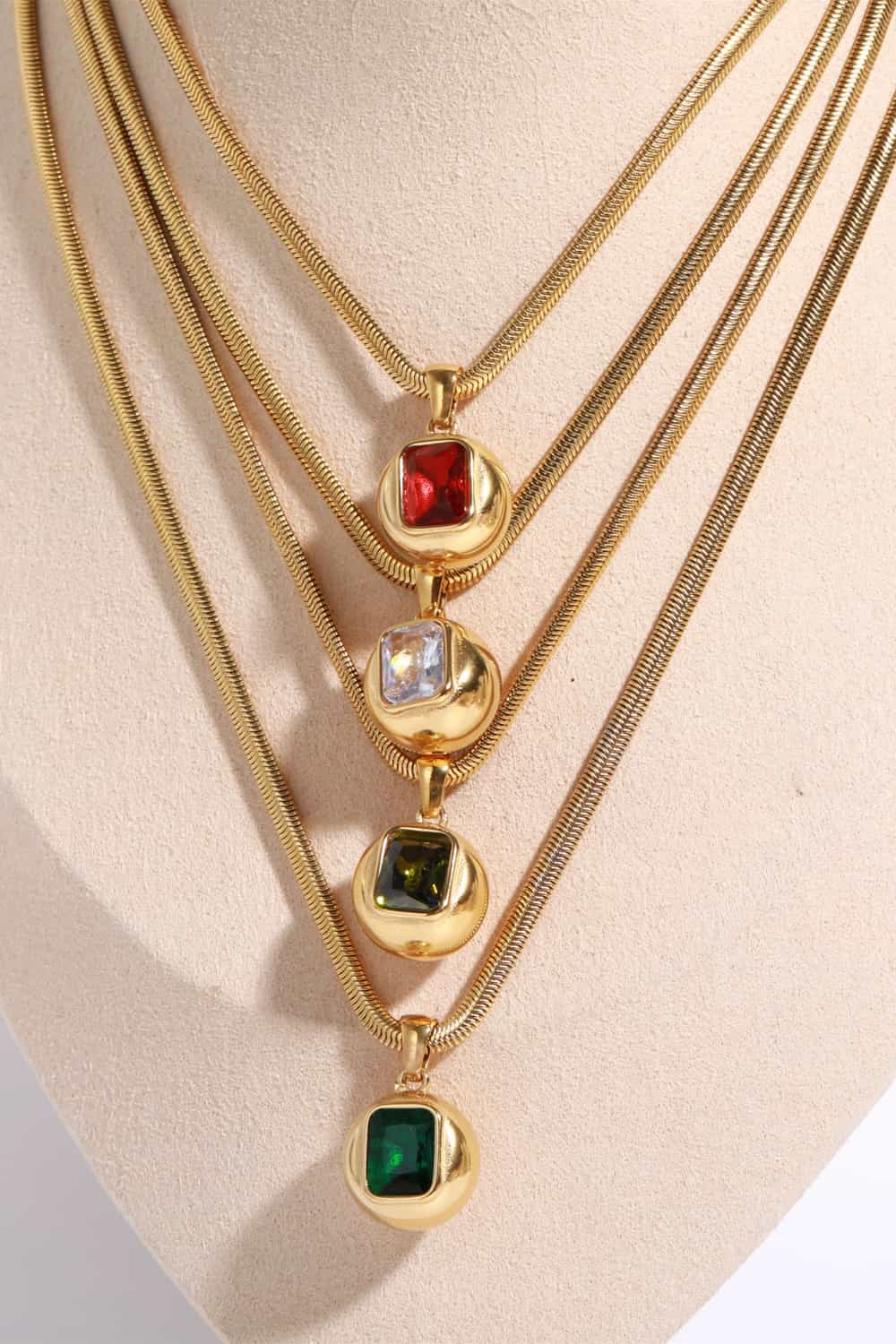 Zircon 18K Gold-Plated Geometrical Shape Pendant Necklace by Trendsi