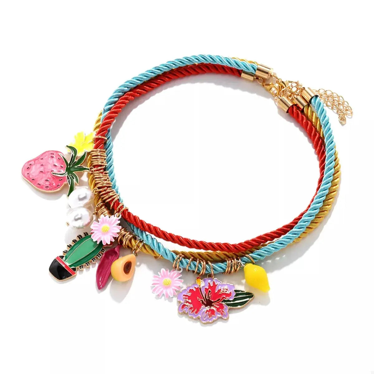 3 Piece Colorful Rope Charm Necklace by Trendsi