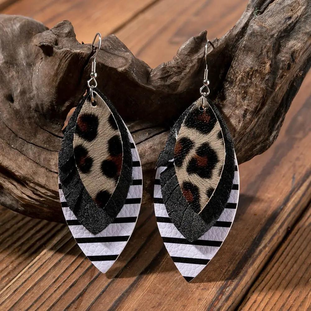PU Leather Drop Earrings by Trendsi