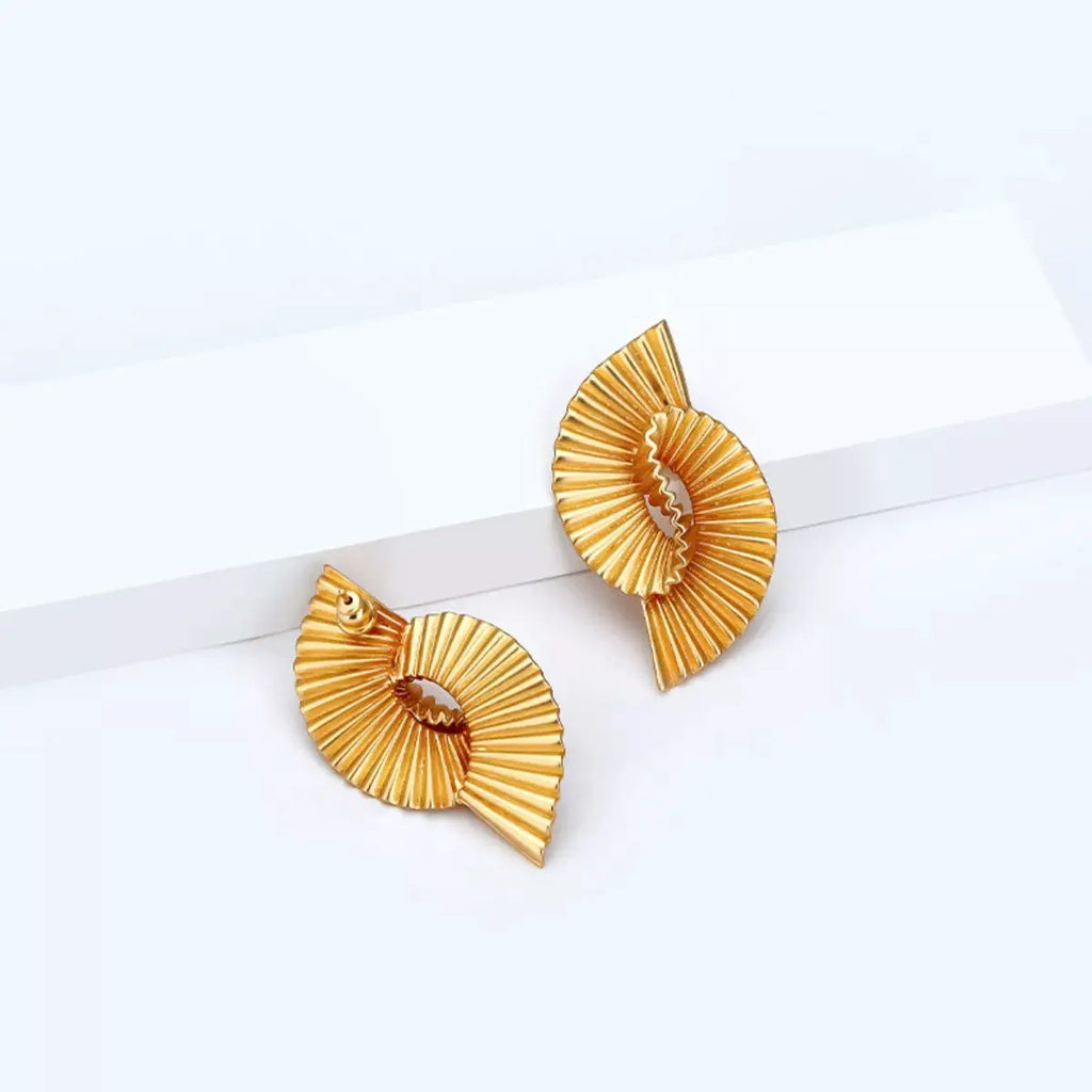 18K Gold-Plated Copper Geometric Spiral Earrings by Trendsi