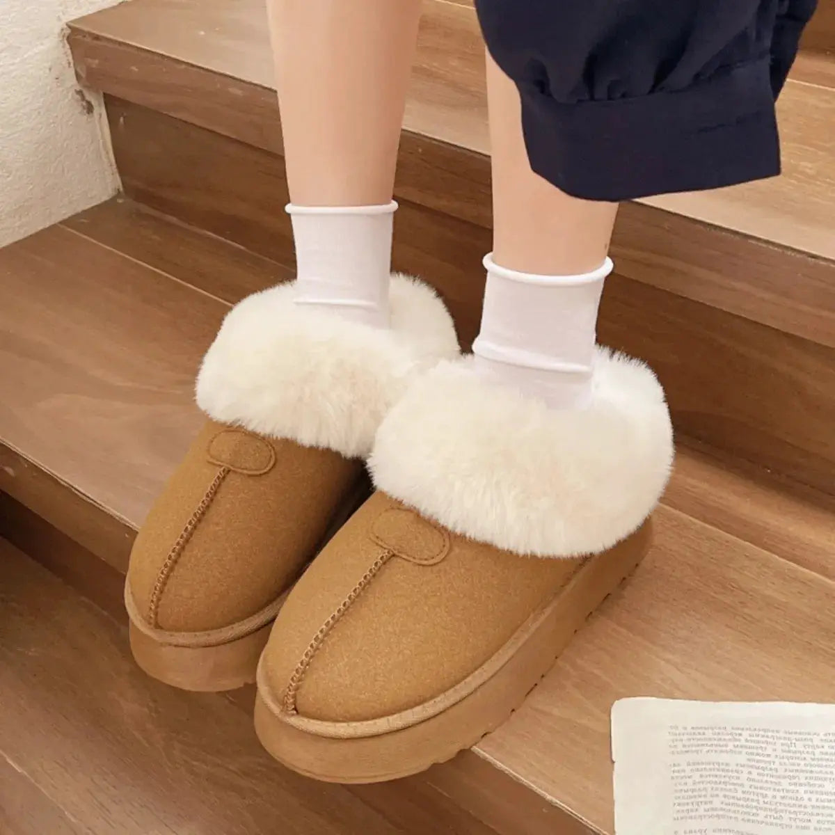 Cozy Furry Platform Boots by Trendsi