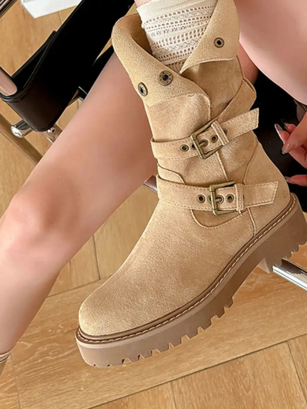 Round Toe Platform Boots by Trendsi