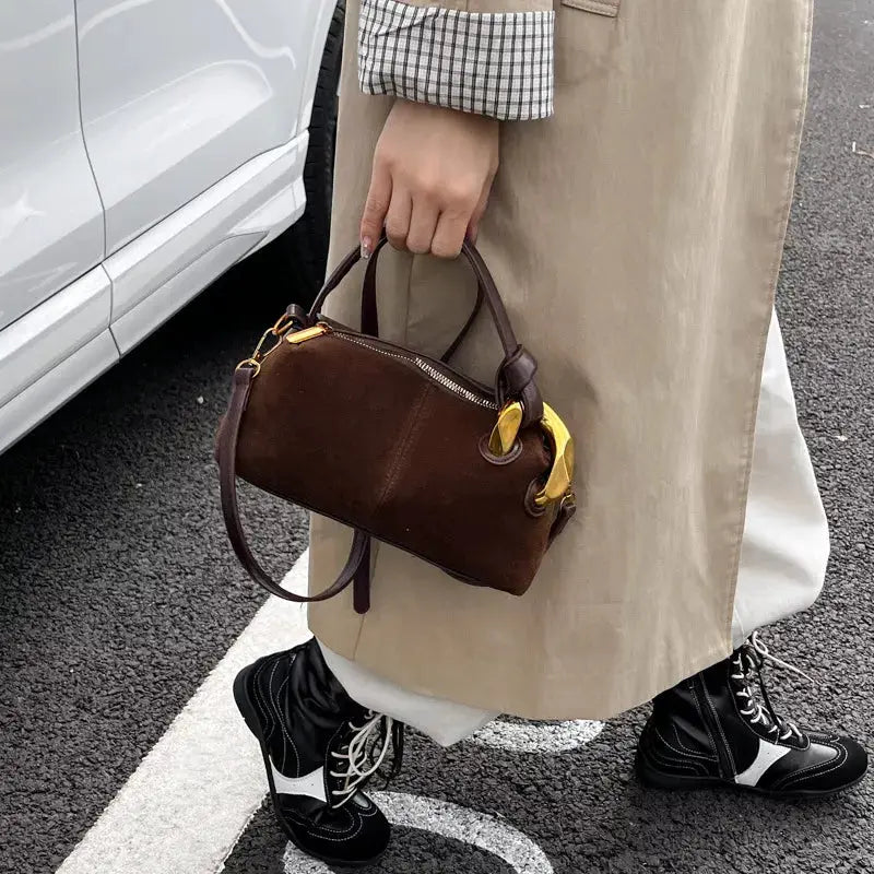 Suede Crossbody Bag with Gold Hardware by Trendsi
