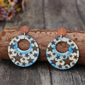 Cutout Star Print Wooden Dangle Earrings by Trendsi