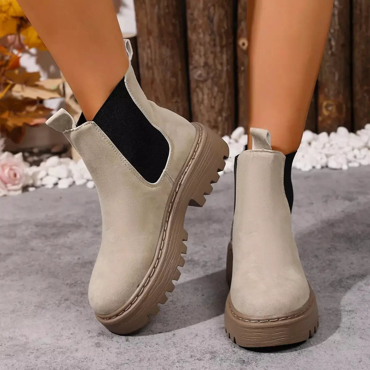 Round Toe Platform Boots by Trendsi