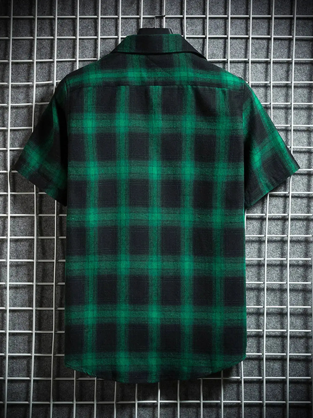 Men's Plus Size Plaid Button Up Short-Sleeve Shirt by Trendsi