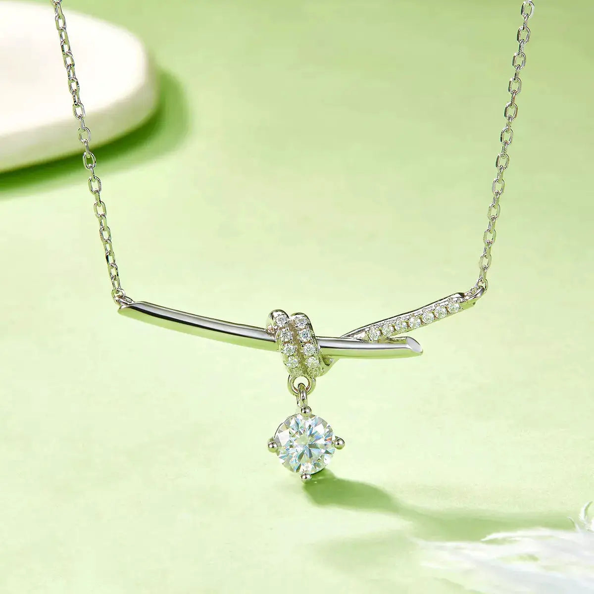 1 Carat Moissanite 925 Sterling Silver Pendant Necklace by Trendsi