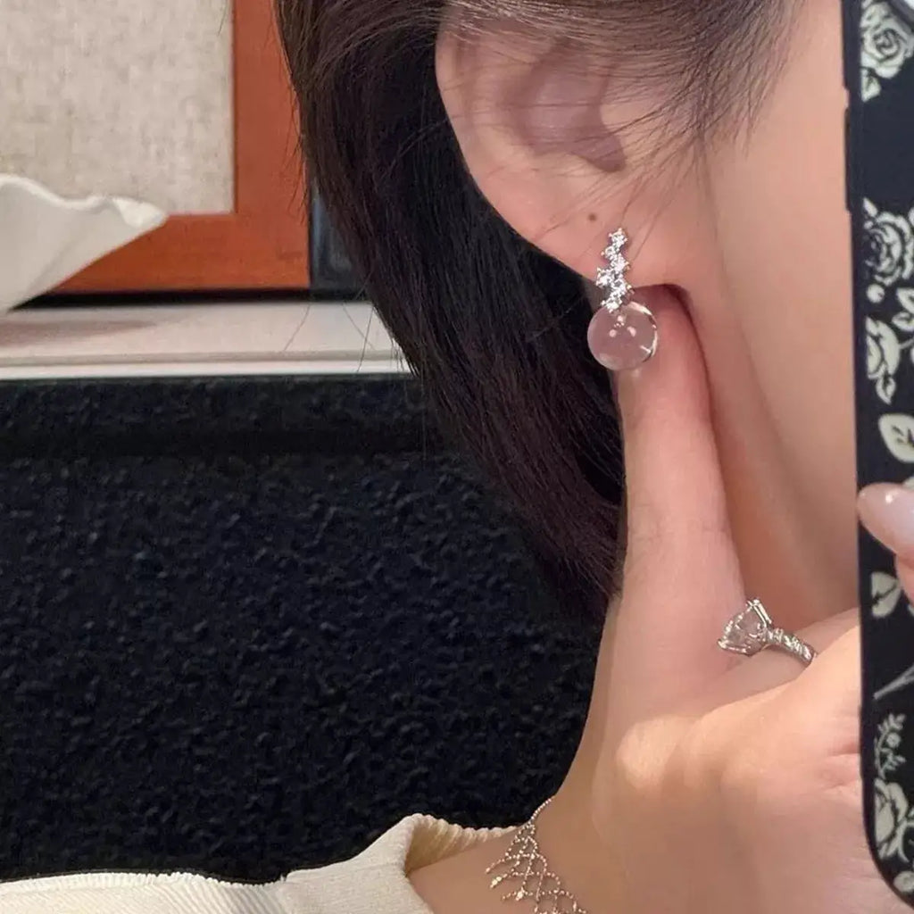 Crystal Ball Drop Earrings by Trendsi