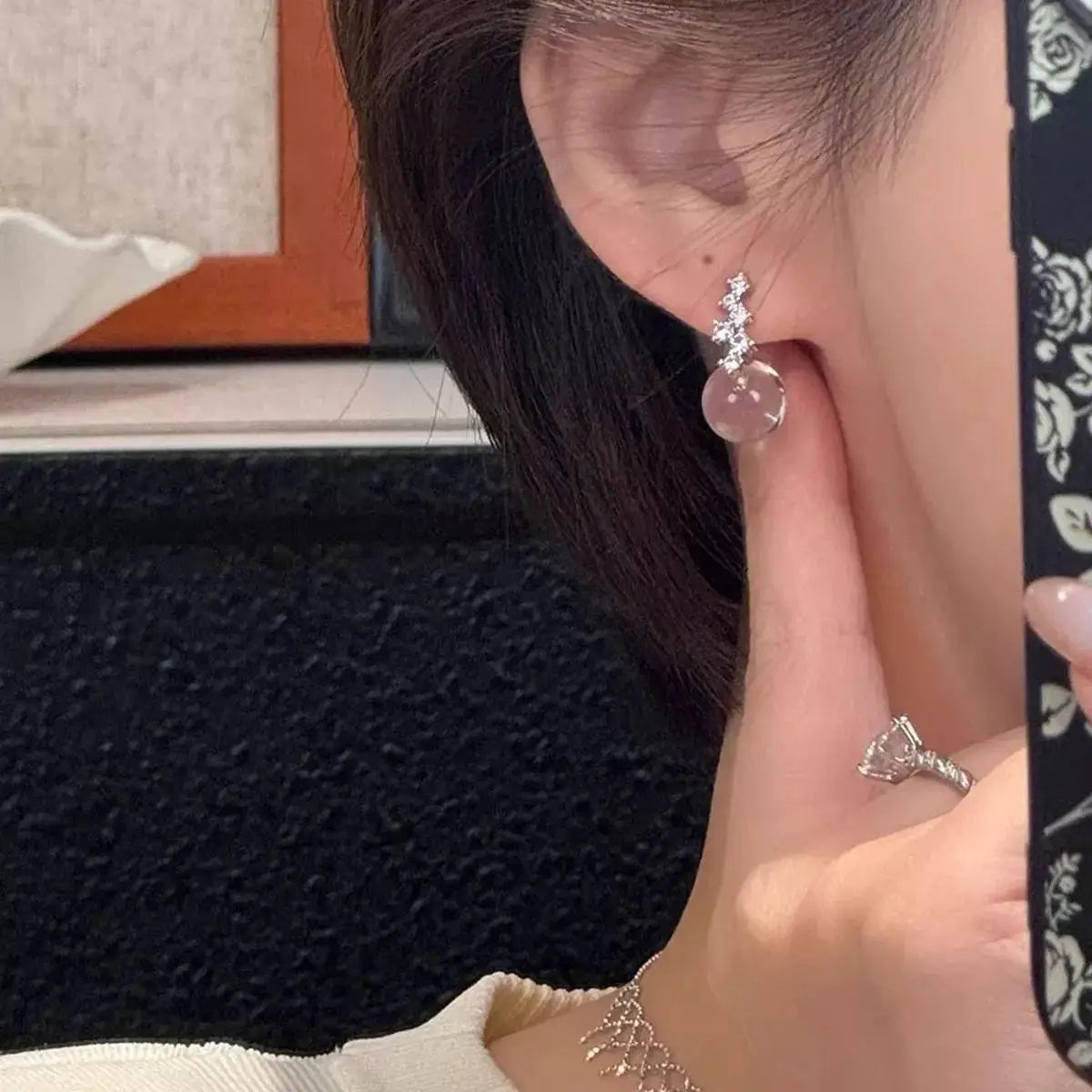 Crystal Ball Drop Earrings by Trendsi