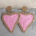 Raffia Grass Heart Teardrop Earrings by Trendsi