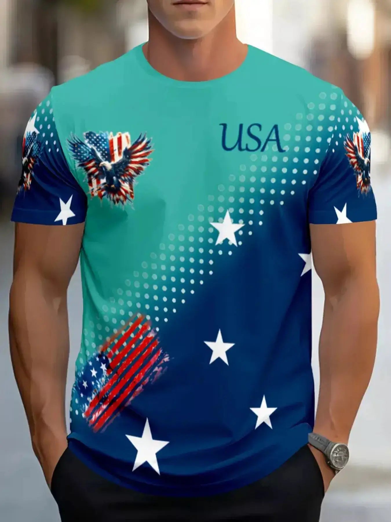 Men's Full Size Patriotic Eagle USA Graphic T-Shirt Plus Size by Trendsi