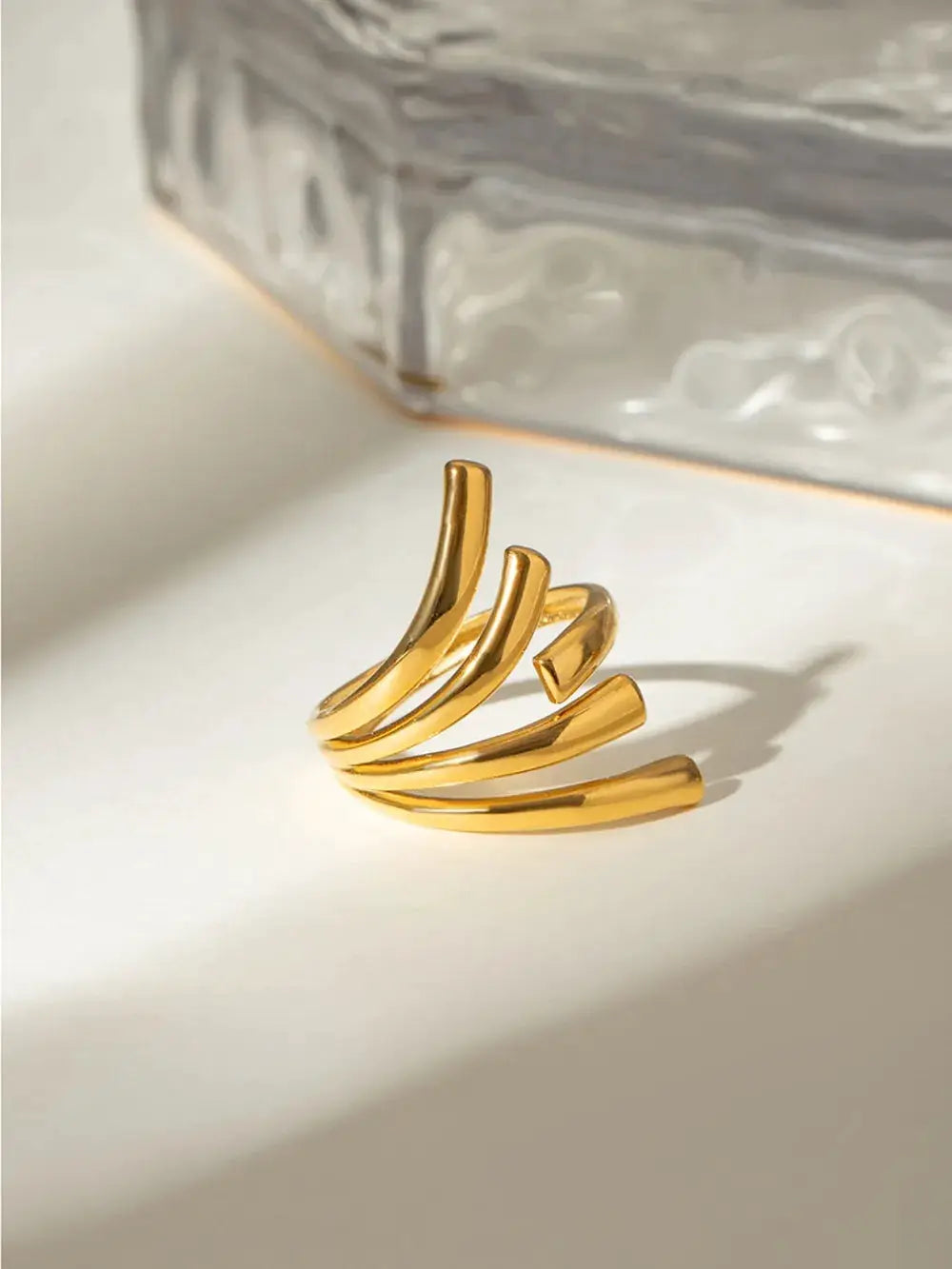 18K Gold-Plated Stainless Steel Irregular Open Ring by Trendsi