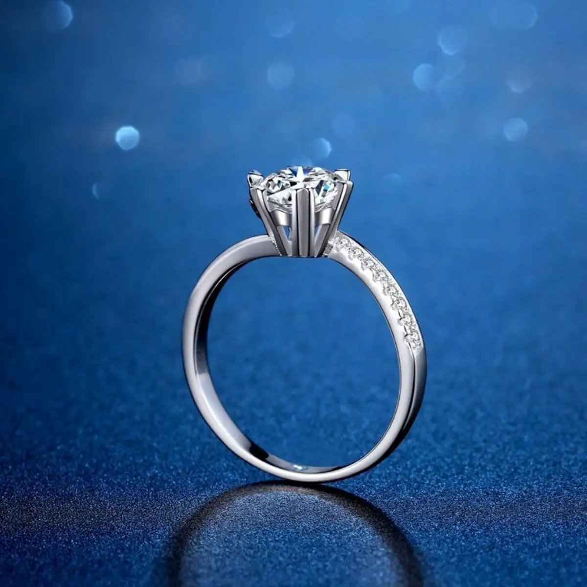 1 Carat 925 Sterling Silver Moissanite Ring by Trendsi