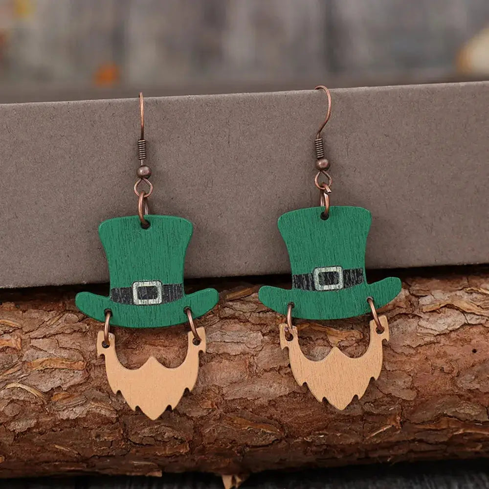 Wooden Hat Shape Dangle Earrings by Trendsi