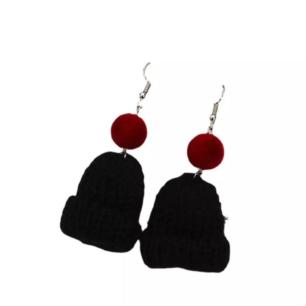 Christmas Knitted Beanie Earrings by Trendsi
