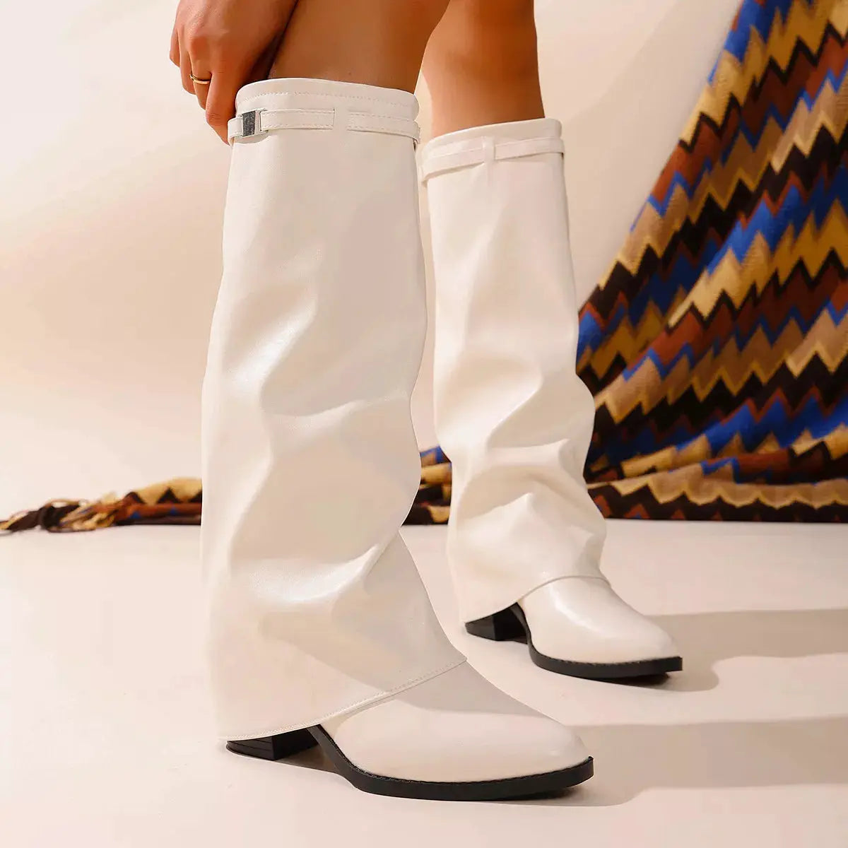 Point Toe Block Heels Boots by Trendsi