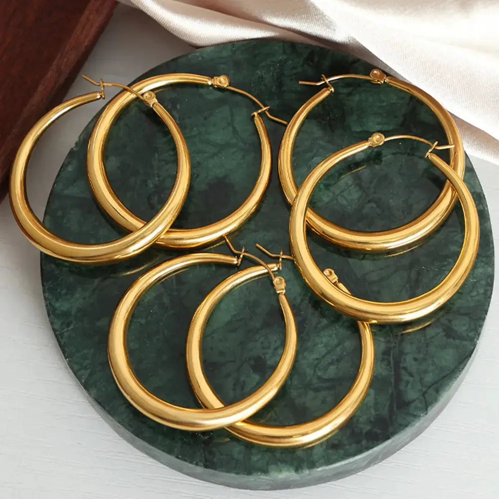 18K Gold-Plated Hoop Earrings by Trendsi