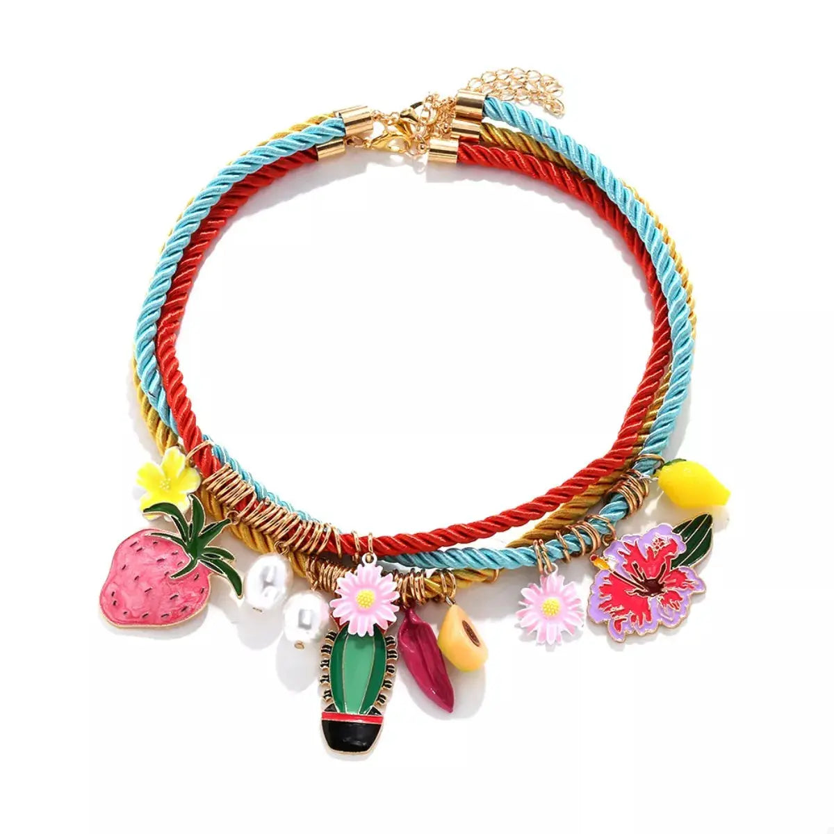 3 Piece Colorful Rope Charm Necklace by Trendsi
