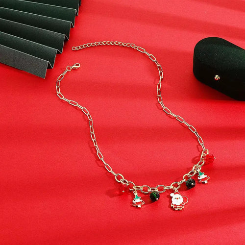 18K Gold-Plated Alloy Christmas Necklace by Trendsi