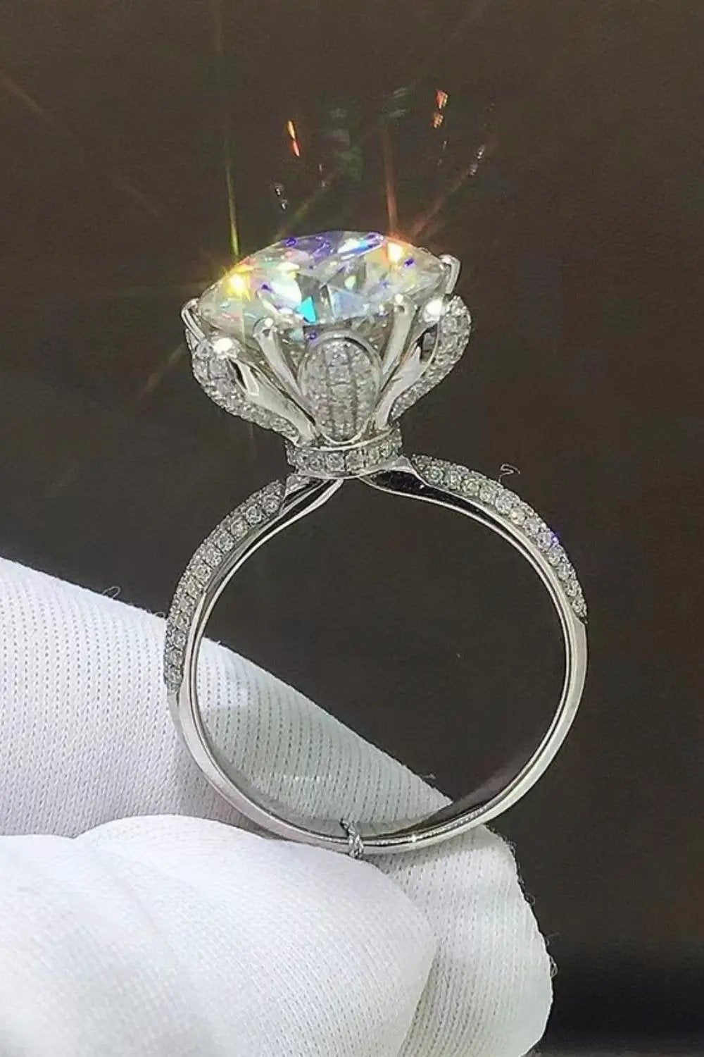 5 Carat Moissanite Side Stone Ring by Trendsi