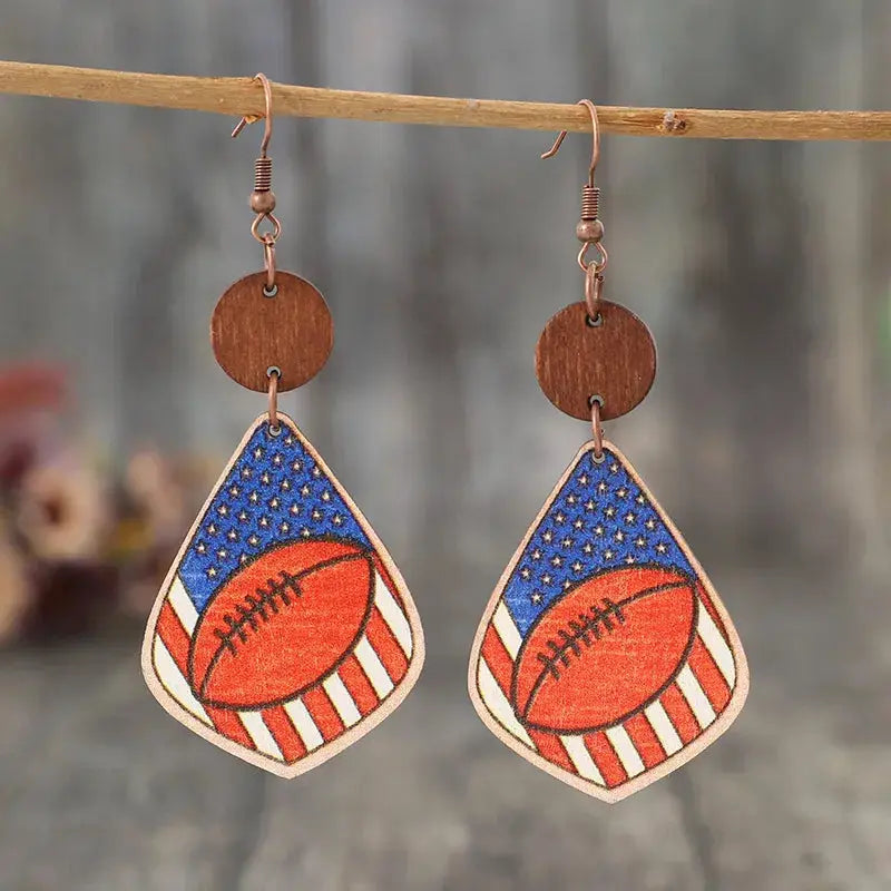 Printed Wooden Dangle Earrings by Trendsi