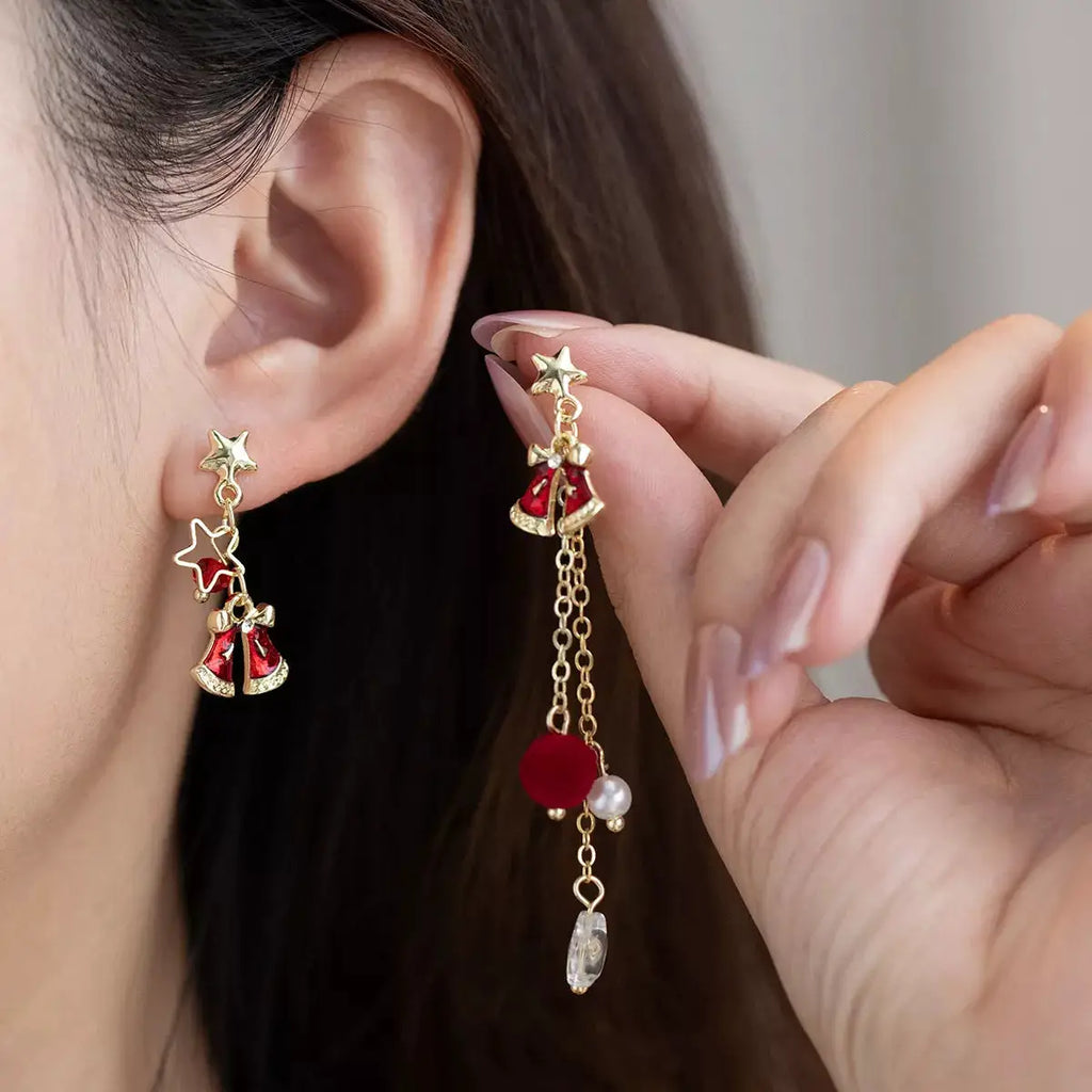 18K Gold-Plated Christmas Bell Earrings by Trendsi