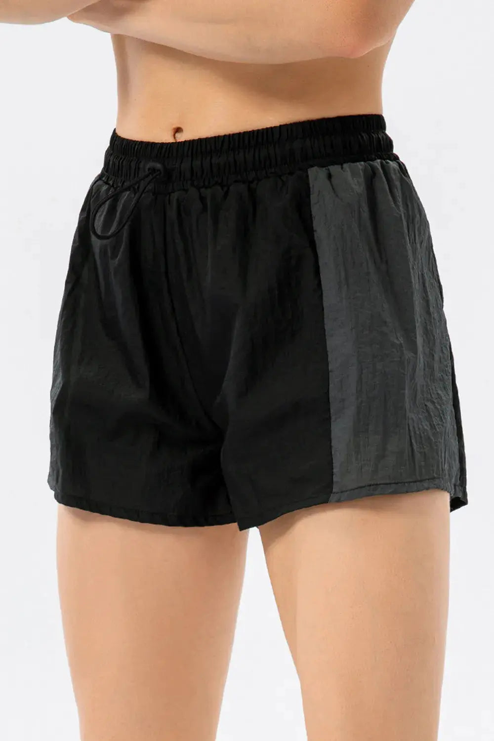 Color Block Drawstring Active Shorts by Trendsi