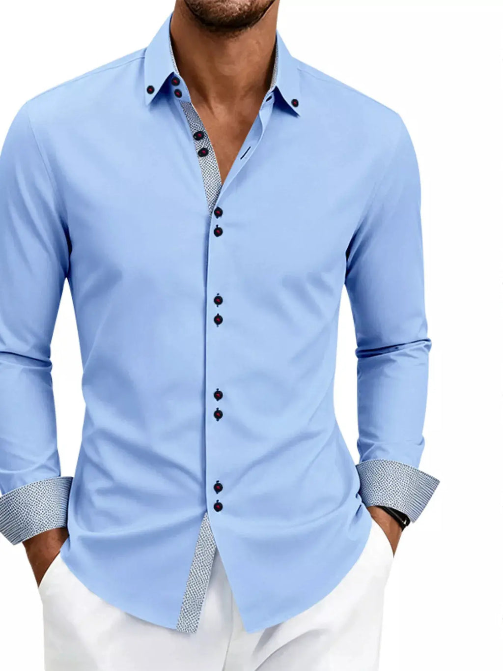 Men's Full Size Slim Fit Contrast Trim Shirt Plus Size by Trendsi