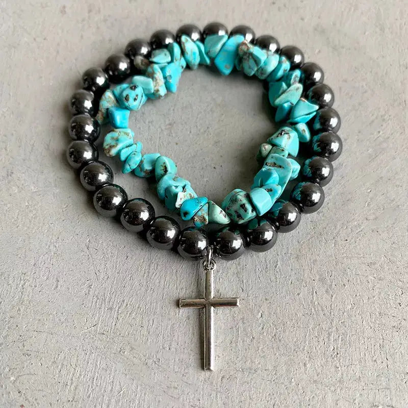 Turquoise Alloy Bracelet by Trendsi
