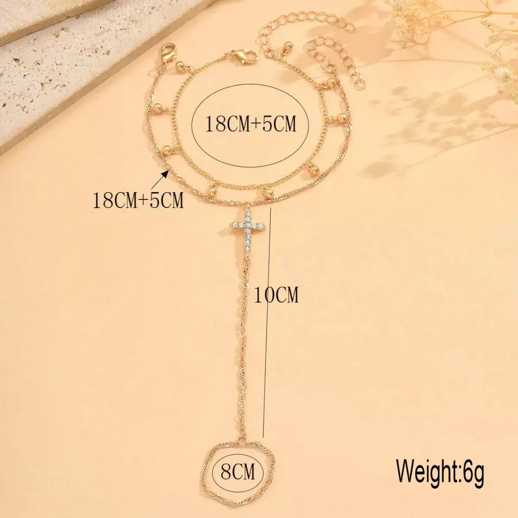 18K Gold-Plated Chain Cross Bracelet by Trendsi