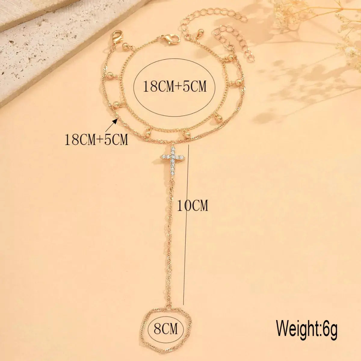 18K Gold-Plated Chain Cross Bracelet by Trendsi