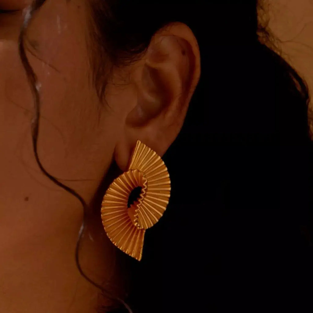 18K Gold-Plated Copper Geometric Spiral Earrings by Trendsi