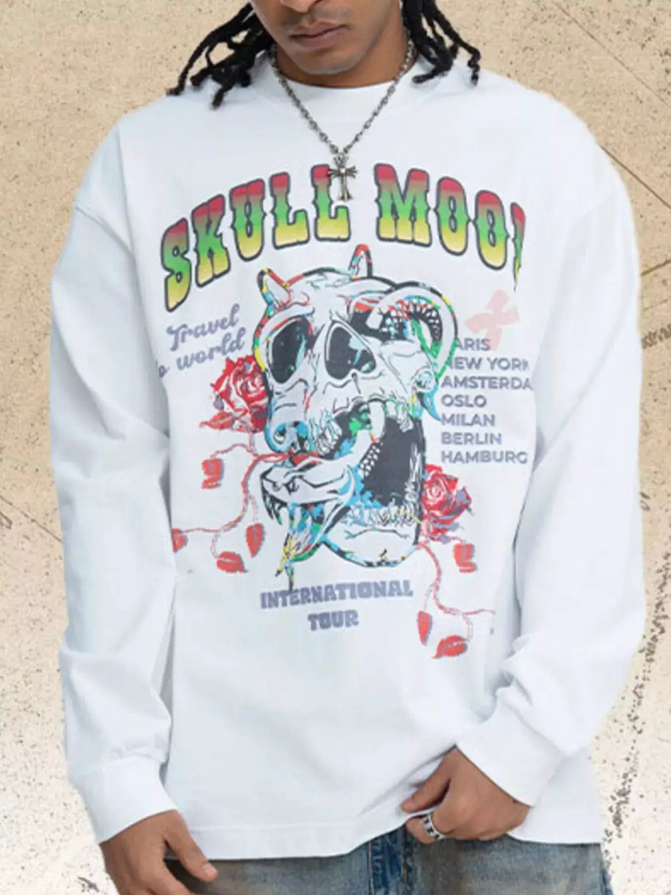 Men's Skull Mood Graphic Long Sleeve T-Shirt by Trendsi
