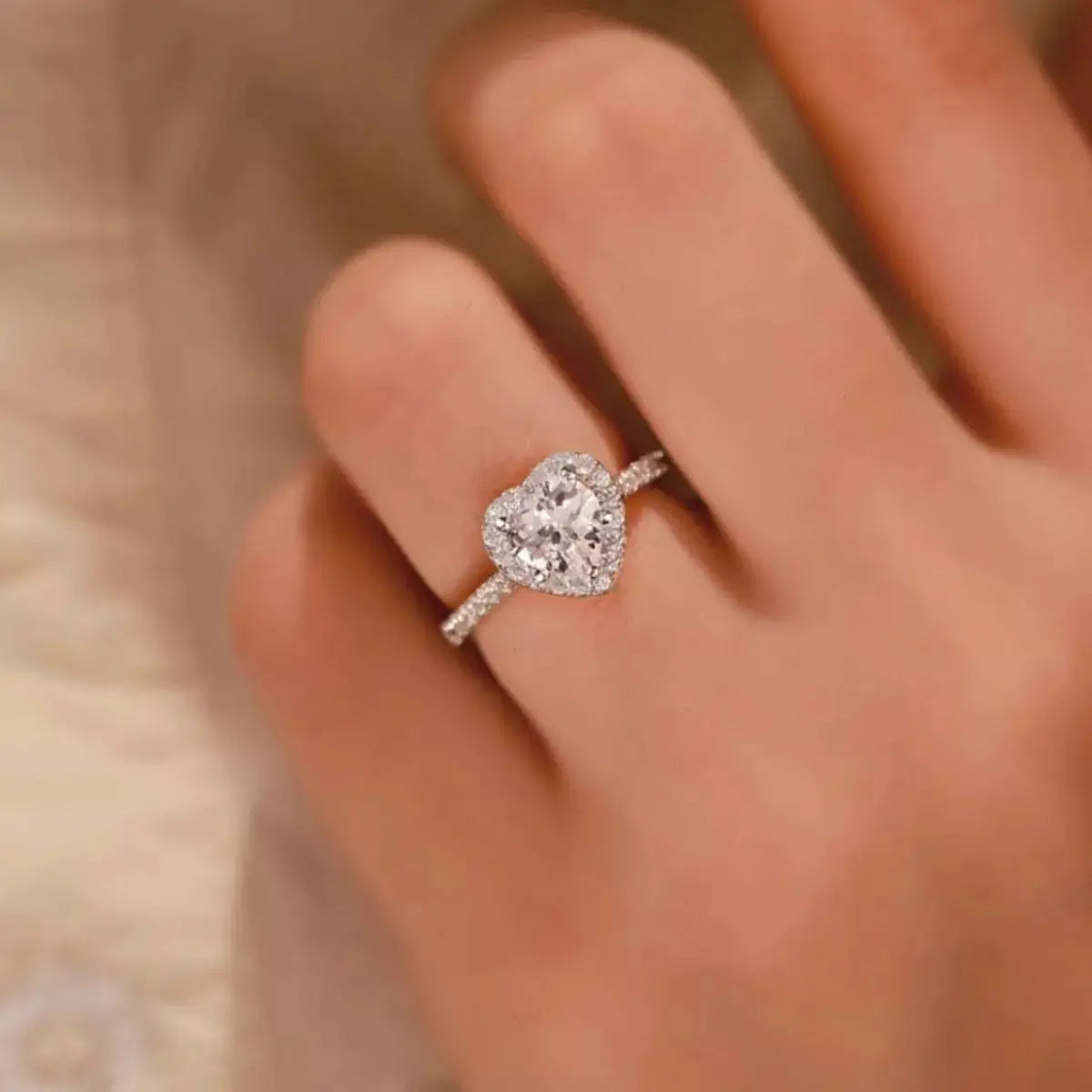 1 Carat Moissanite 925 Sterling Silver Heart Ring by Trendsi