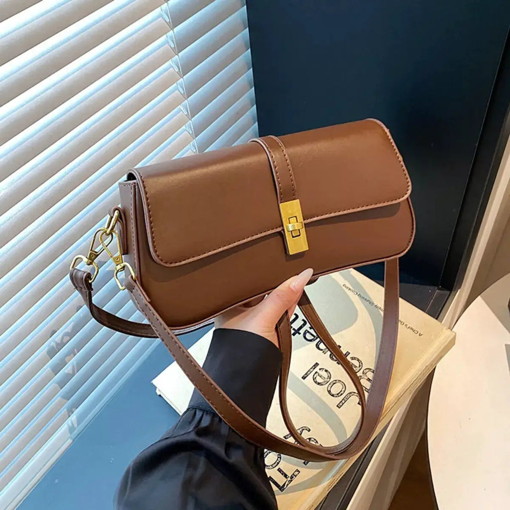 Rectangular Crossbody Bag with Golden Buckle by Trendsi