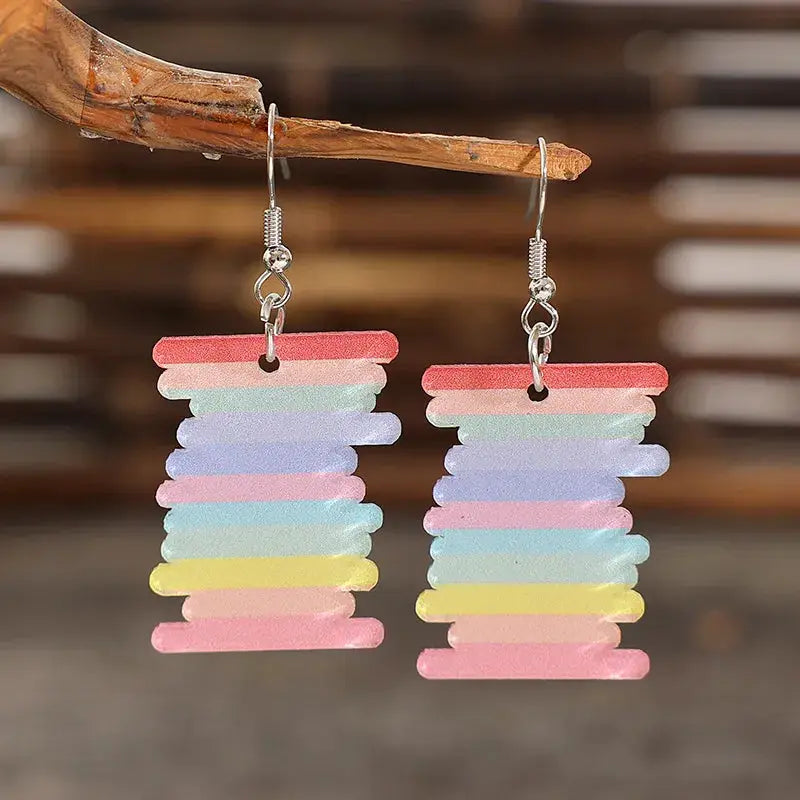 Acrylic Rainbow Dangle Earrings by Trendsi