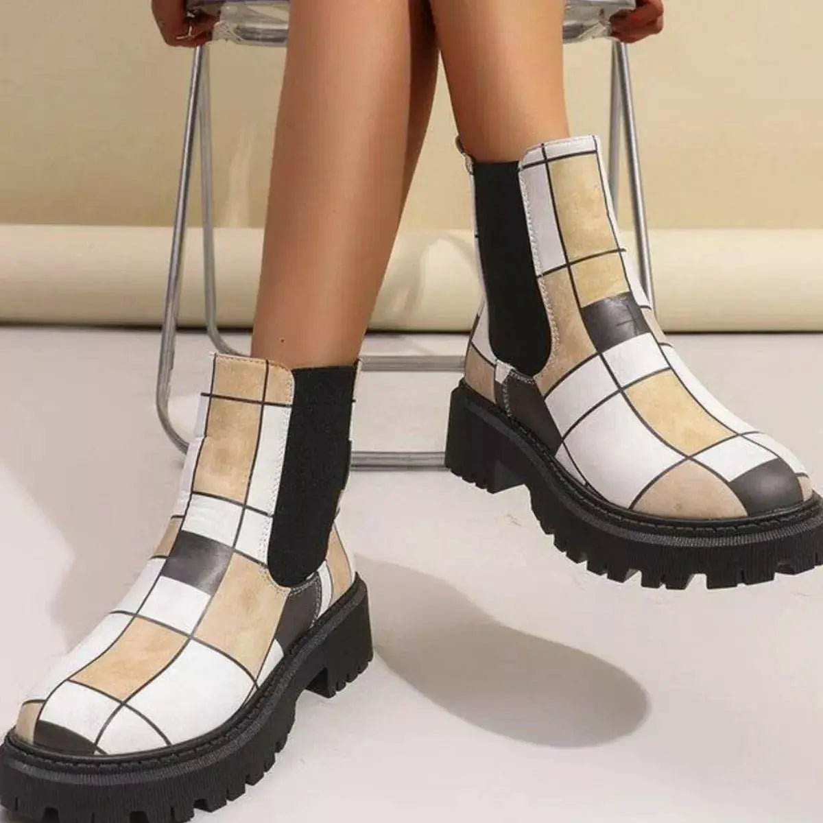 Round Toe Chunky Heel Ankle Boots by Trendsi