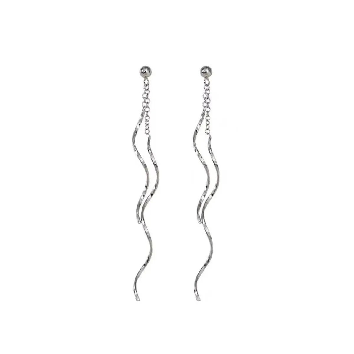 925 Sterling Silver Wave Earrings by Trendsi